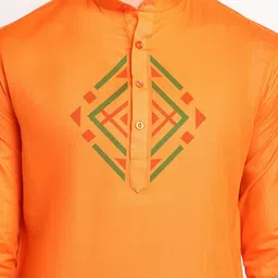 DEVOILER Geometric Printed Band Collar Straight Kurta With Pyjama image 3