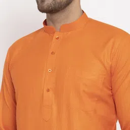 KRAFT INDIA Men Orange Regular Kurta with Pyjamas image 4