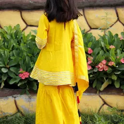 BAESD Girls Embroidered Notched- Neck Regular Gotta Patti Kurti with Pyjamas &  Dupatta image 3