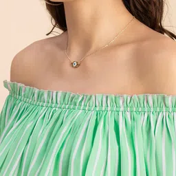 Moomaya Off-Shoulder Striped Playsuit with Ruffles image 5