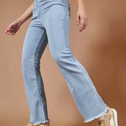 DOLCE CRUDO Women Bootcut High-Rise Clean Look Stretchable Jeans-image-32