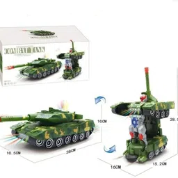 kidoyz Combat Tank Transforming Robot Toy Automatic Light & Music Action Tank for Kids image 3