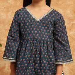 Readiprint Fashions Girls Floral Printed Gotta Patti Pure Cotton A-Line Kurti with Sharara image 2