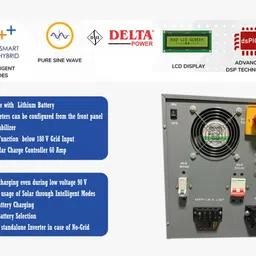 delta power 6.5KVA 48V CUSTOMIZABLE AI BASED Hybrid Solar Inverter PCU (Solar + Non-Solar) Supports heavy load of two 1.5T INVERTER AC Pure Sine Wave Inverter image 3