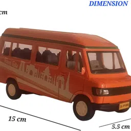 shree jee TEMPO TRAVEL TOURIST MINI BUS WITH TAILGATE OPENABLE PULL BACK TOY image 2