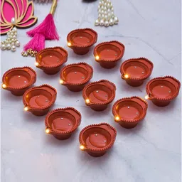 da novira Plastic (Pack of 12) Table Diya Set image 1