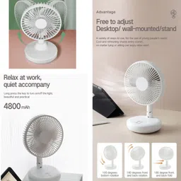 CRAFTIFY USB Rechargeable Oscillating Base LED Light Wall-Mounted USB Rechargeable Oscillating Base LED Light Wall-Mounted USB Air Cooler image 3