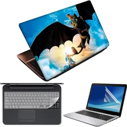 FineArts Hiccup Riding Toothless 3 in 1 Laptop Skin Pack With Screen Guard & Key Protector Combo Set-picture-13