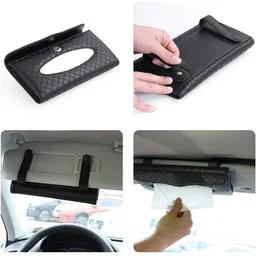 bbbikini PU Leather Car Sun Visor Back Seat Tissue Napkin Box Holder Vehicle Tissue Dispenser image 5