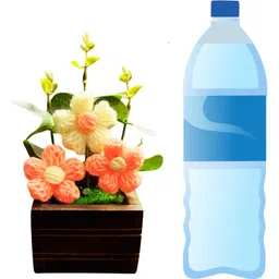 Akaar Decor's Handmade Crochet Flower Pot with Wooden Base Pink Daisy Artificial Flower with Pot image 3