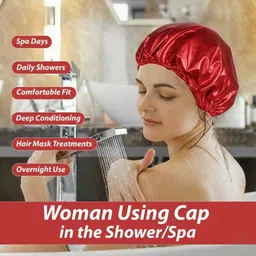 anchalecom Eco-Friendly Reusable Shower Cap for Daily Use Lightweight & Washable image 3
