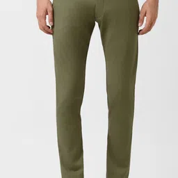 peter england Men Skinny Fit Green Cotton Blend Trousers-picture-21