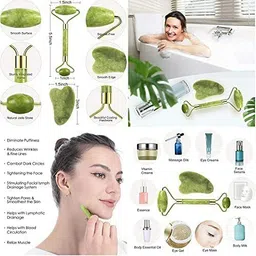 morvika Golden Ice Roller Face Massager, 3D Massager, Jade roller/Gua Sha Face massager image 3