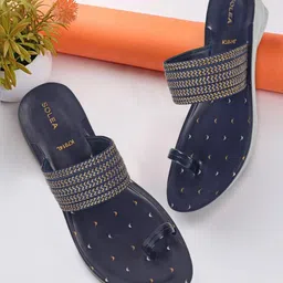 paragon Women PUK7014L Women's Slip On Flat Blue Sandals|Durable Dailywear Sandals Wedges Sandal-picture-18