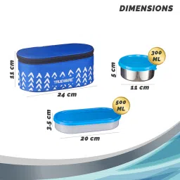 trueware Blue Stainless Steel 3 Container Lunch Box image 2