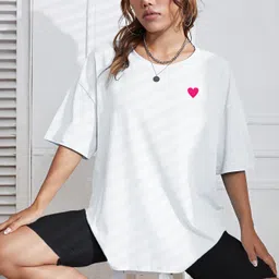 being wanted Women Solid Round Neck Pure Cotton White T-Shirt-picture-27