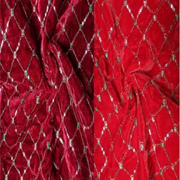 Unstitched Velvet Blouse Material Self Design-image-1