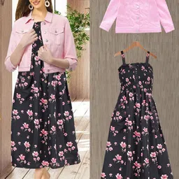 leetos Women A-line Pink, Black, Multicolor Ankle Length Dress-picture-22
