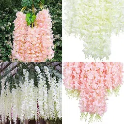 Artificial Flower Wisteria 12P for Wedding Ceremony Outdoor Decor B Pink&White Multicolor Westeria Artificial Flower-image-52