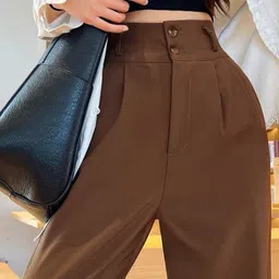 kotty Women Relaxed Brown Viscose Rayon Trousers image 3