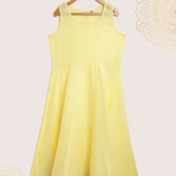 Biba Girls Yellow & Golden Yoke Design Embroidered Kurta with Churidar & Dupatta image 5