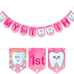 wobbox My First Tooth Banner, First Tooth Banner, My First Tooth Decoration -Pink Banner-picture-19