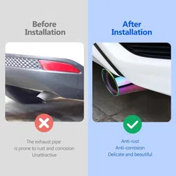 qnjl Curved Oval Universal Fit Car Exhaust Tail Muffler Tip Show Pipe 60mm Car Silencer image 4