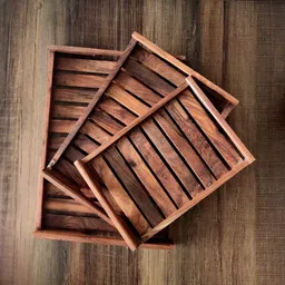 etiquette art Wooden Serving Tray Set Of 3 For Kitchen, Coffee Tray For Living Room Tray Serving Set-picture-26