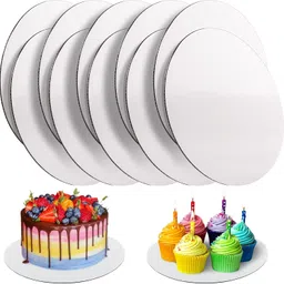 TrendyTrolley 20 Pcs Silver Round Cake Base Board Set|7 8 9 10 inch- 5 Pcs Each Paper Cake Server-picture-28