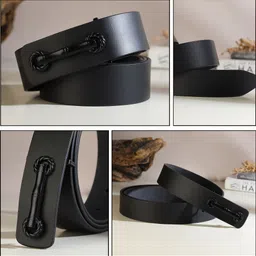 warcks Men Formal, Casual, Evening, Party Black Genuine Leather Belt image 4
