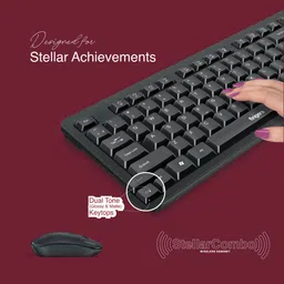 FINGERS Stellar Combo With Mouse Wireless Standard Desktop Keyboard Compatible with Desktop, Laptop, Tablet, iPad, Mac multimedia_keys,Stellar Combo With Mouse image 2