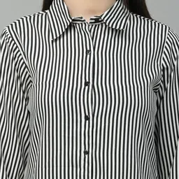 style quotient Women Regular Fit Striped Spread Collar Casual Shirt image 4