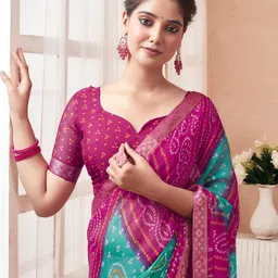 siril Printed Bandhani Chiffon Saree image 5