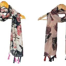 mss fashion Printed Chiffon Women Multicolor Stole, Scarf, Fancy Scarf-picture-19