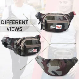 einup fluffy army front straight zip waist bag Waist Bag for Men,Women/Fanny Pack for Hiking Travel Camping Running Sports image 2