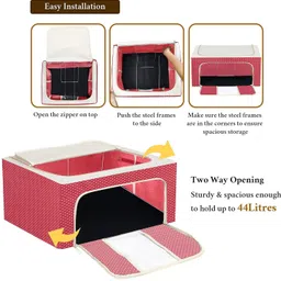 E Solutions Steel frame Double Opening WARDROBE ORGANISER/LIVING BOX-706(44LITERS) Poly-canvas Laundry Bag-picture-14