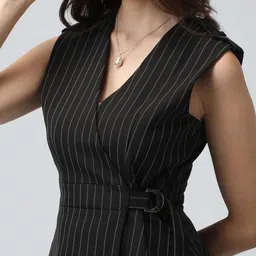 showoffff Women Striped Single Breasted Casual Blazer image 4