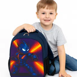 mous Angry Robot Navy Blue Color Kids Backpack for Daily School Use Waterproof School Bag-picture-42