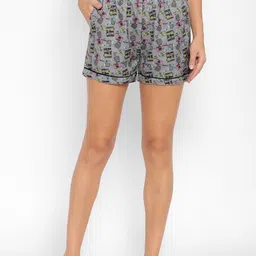 FashionRack Women Red & Grey 2 Printed Lounge Shorts image 4