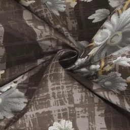 klotthe Brown Floral 300 TC Cotton Blend Double Bedsheet with 2 Pillow covers image 4