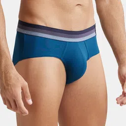Jockey Men Blue Solid Basic Briefs image 2
