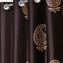 Home Sizzler Set of 2 Brown & Beige Ethnic Motifs Window Curtain image 2