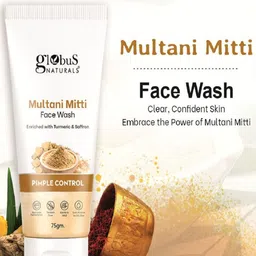 Globus naturals 5Pcs Multani Mitti Face Wash Enriched With Turmeric & Saffron - 75g Each image 3