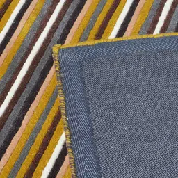 PRESTO Yellow Striped Hand Tufted Wool Anti-Skid Carpet image 2