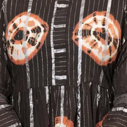 SARAI CREATIONS Round Neck Hand Tie & Dye Print Cotton Fit and Flare Midi Dress image 5