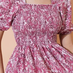 Femvy Floral Printed Applique Fit & Flare Midi Dress image 2