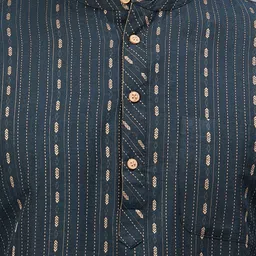 Latest Chikan Garments Mandarin Collar Striped A-Line Kurta image 3