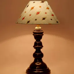 Alice Blue Fabric Shade Night Lamp With Wood Base By BrightDaisy image 4