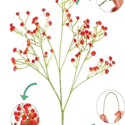 XERGY Red & Green 4 Pieces Gypsophilia Artificial Flowers image 5