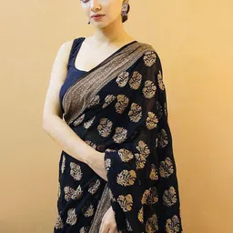 Anjaneya Sarees Woven Design Zari Silk Blend Banarasi Saree image 5